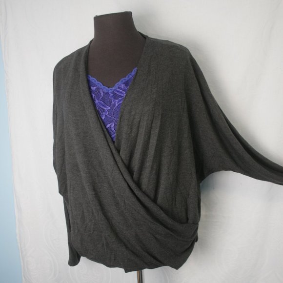 Grey Cross-Over Sweater - Picture 1 of 5